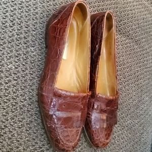 Men's Bragano Cole Haan Brown Crocodile Size 10m Shoes Made in Italy